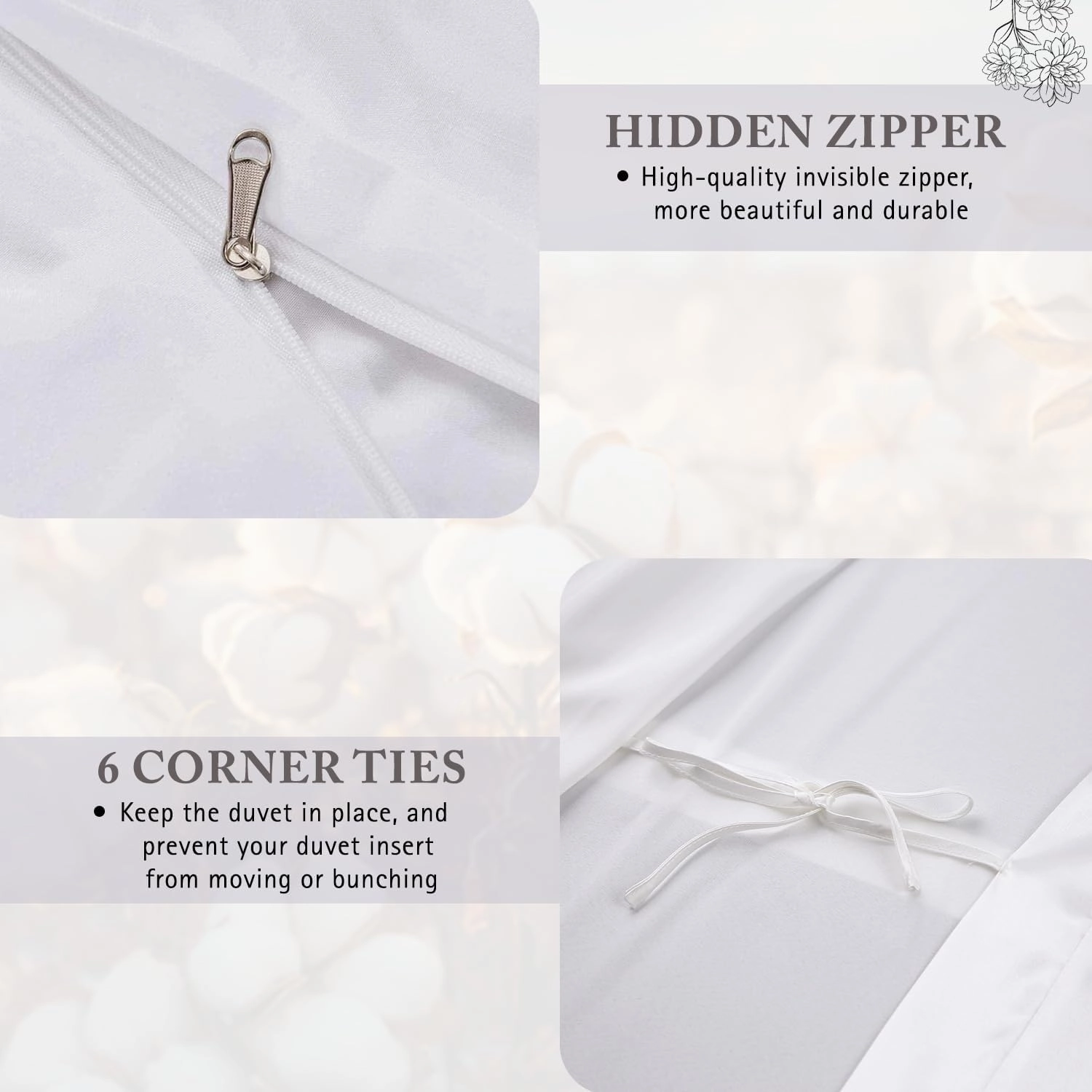 1000 TC Embroidered Duvet Cover Queen Size Set 100% Egyptian Cotton - Luxurious 1 Comforter Cover 2 Pillow Shams - 3 PC Quilt Cover Hotel Quality Long Staple Bedding (White & Navy Blue)
