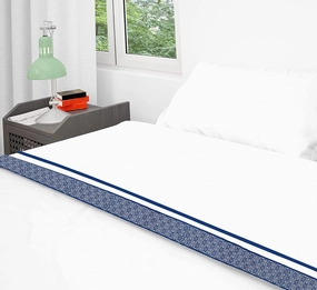 1000 TC Embroidered Duvet Cover Queen Size Set 100% Egyptian Cotton - Luxurious 1 Comforter Cover 2 Pillow Shams - 3 PC Quilt Cover Hotel Quality Long Staple Bedding (White & Navy Blue)