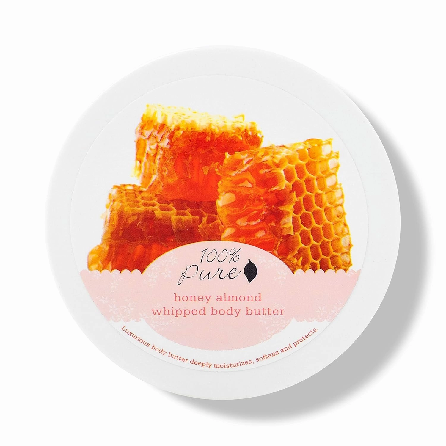 100% PURE Honey Almond Whipped Body Butter, Body Lotion for Dry Skin, Made with Shea Butter, Cocoa Butter, Moisturizing Body Cream, Natural Lotion - 3.4 oz