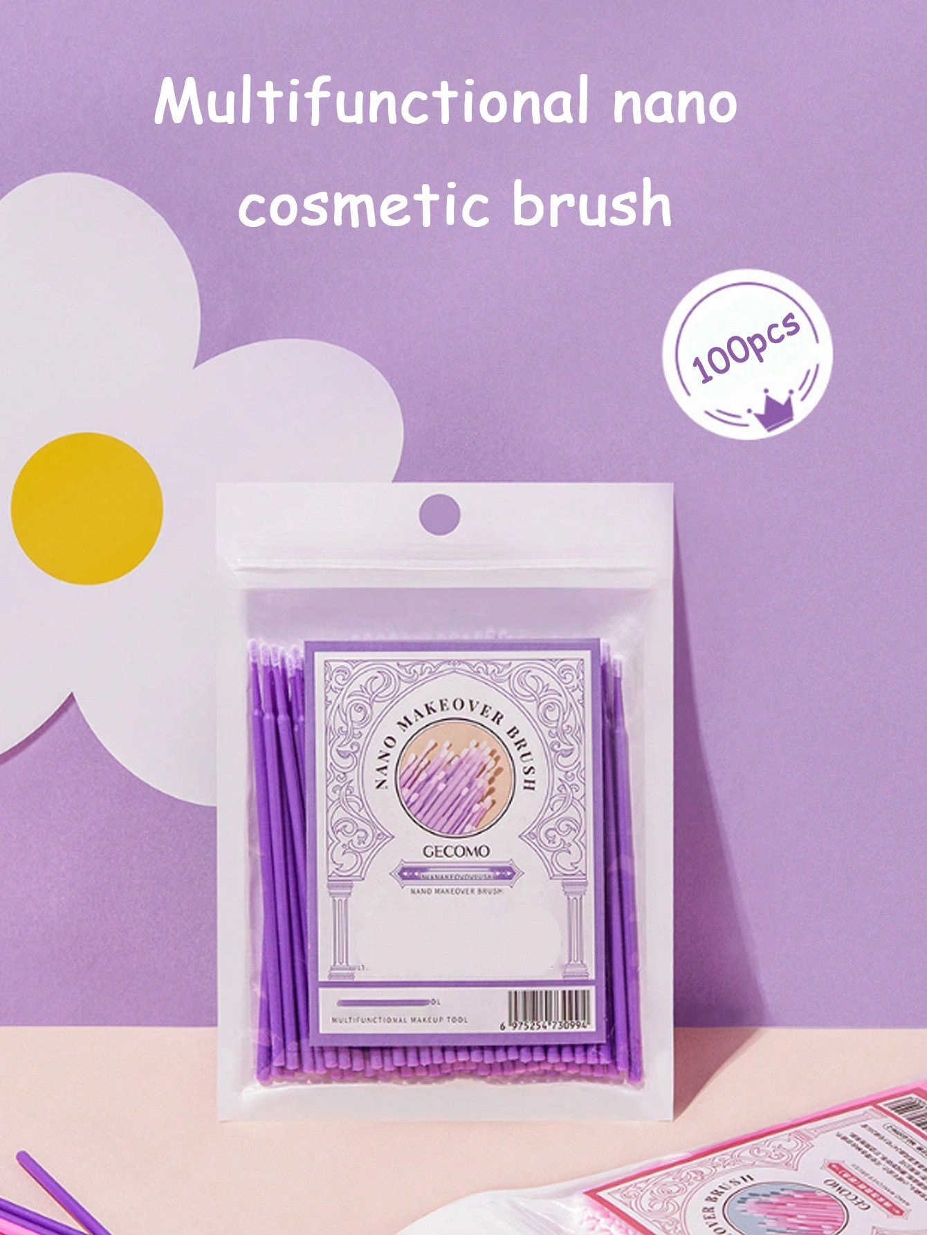 100pcs/Pack GECOMO Beginner Makeup Eyebrow Eye Shadow Eyeliner False Lash Lash Line Modification Nano Cleaning Swabs