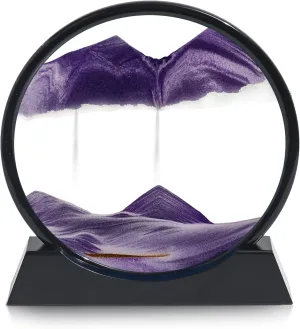 12-Inch Liquid Sand Art Motion Decor for Home Decor – Mesmerizing Desk Accessories with Anti-Slip Wooden Base – Elegant Black Frame and Colored Sand for Office Desk Accessories and Stress Relief