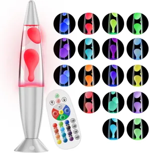 17 Color LED Color Changing Lamp with Remote, 13.5 Inch Blue Pink Red Green Purple Liquid Motion Lamp Table Lamp Night Light Relax for Adults and Kids Nightlight for Bedroom, Living Room, Kids Room