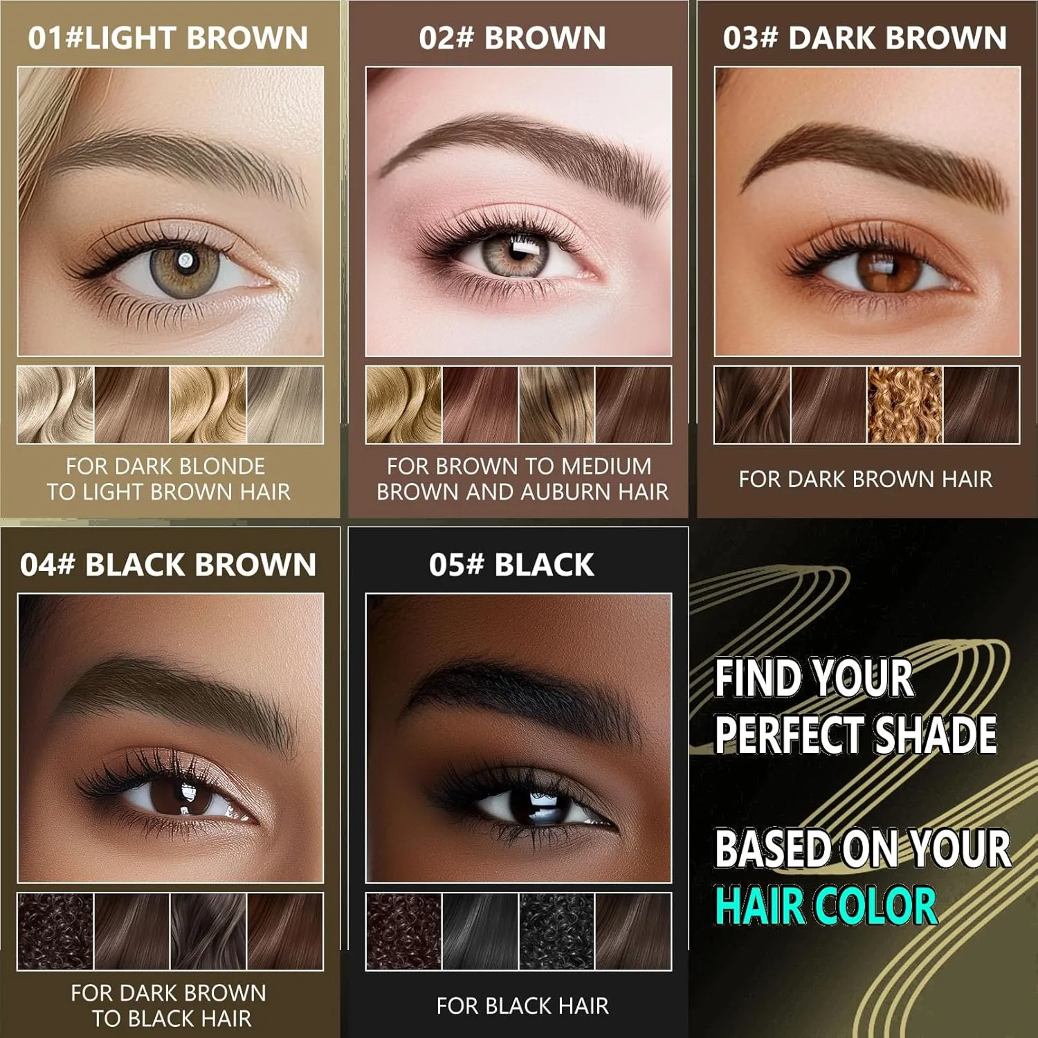 2-in-1 Double Head Eyebrow Pen and Gel, Waterproof Brow Makeup with Dual-Ended Applicator (2#Brown)