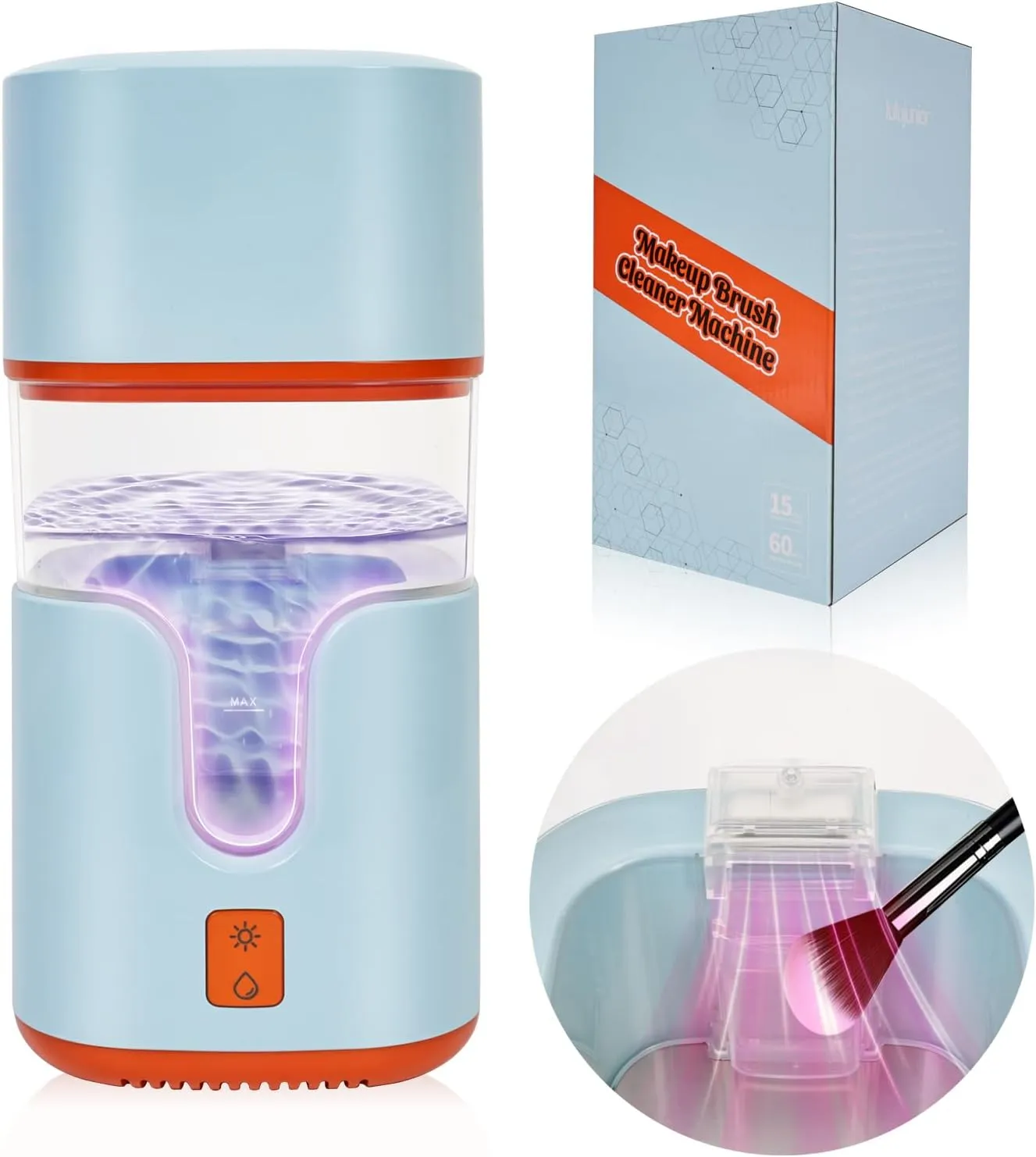 2 In 1 Electric Makeup Brush Cleaner Ultrasonic Cleaner Machine With 95℉ Hot Air Cycle Dryer - Ultra Fast Effective Make Up Brush Washer (Blue)
