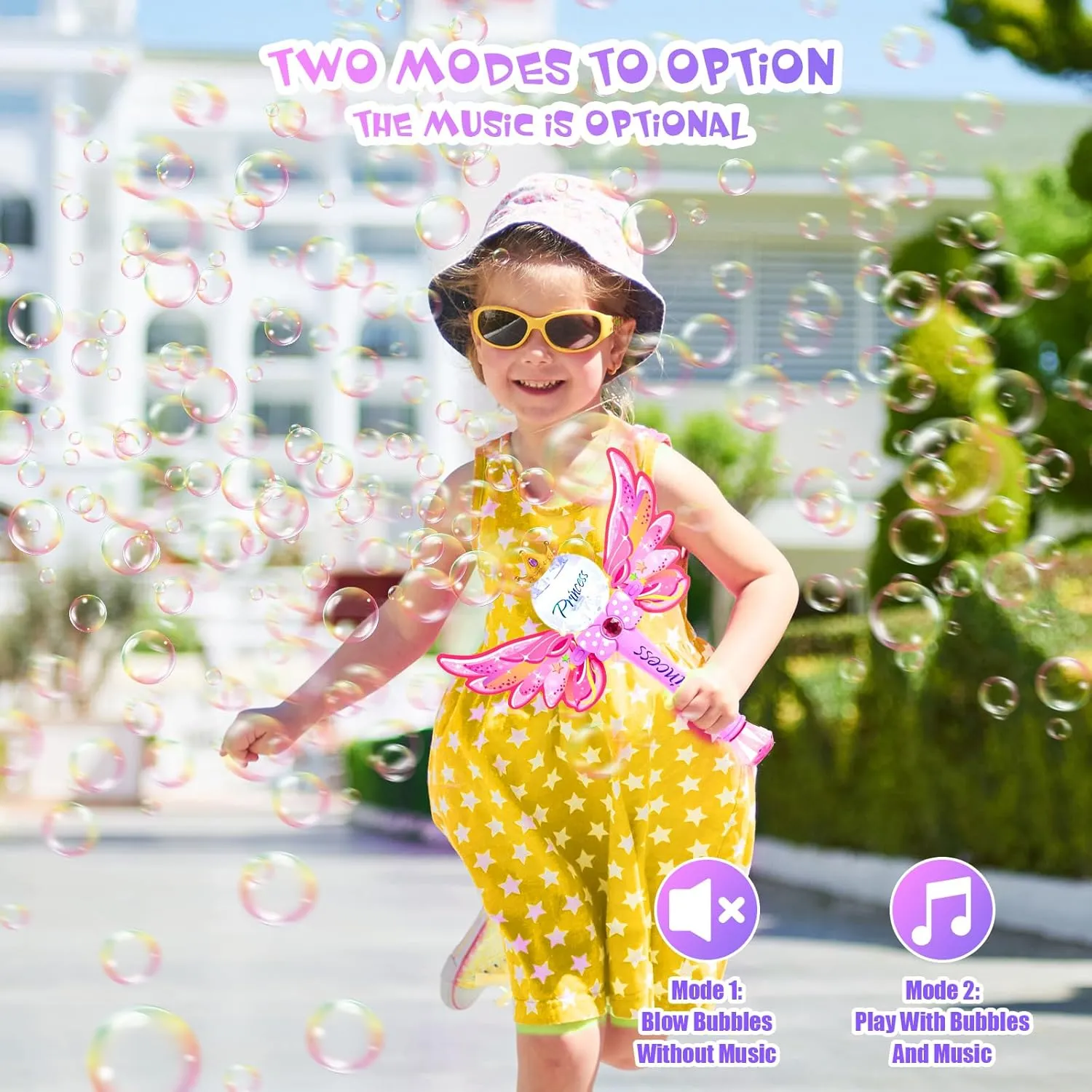 2 Packs Princess Magic Bubble Wand for Kids,Outdoor Bubble Toy for Girls,Light Up&Music Automatic Bubble Machine Maker Blower,Party Easter Birthday Gift for Age 3 4 5 6 Years Old Toddlers(Pink&Purple)