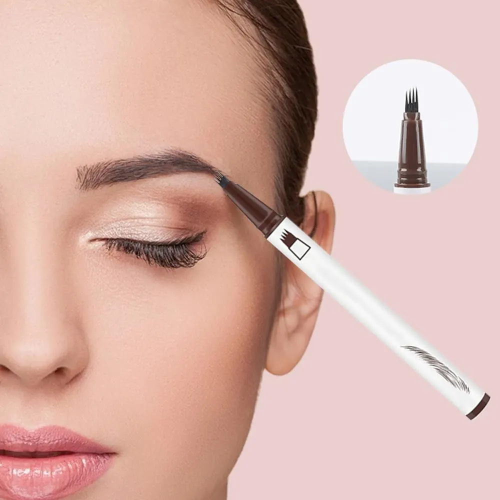 2 Pcs 3D Waterproof Magic Eyebrow Pencil, 2025 New Microblading Eyebrow Pencil, Long-Lasting Eyebrow Microblading Pen, 4 Tip Precise Brow Pencil for Makeup Last All Day (2pcs Brown)