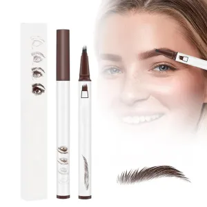 2 Pcs 3D Waterproof Magic Eyebrow Pencil, 2025 New Microblading Eyebrow Pencil, Long-Lasting Eyebrow Microblading Pen, 4 Tip Precise Brow Pencil for Makeup Last All Day (2pcs Brown)