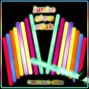 20 Pcs Ultra Bright Large Glow Sticks 14 Inch Industrial Grade 8 Colors Jumbo Light Sticks Emergency glow in the dark for Camping Accessories, Party,Hurricane, Earthquake, Survival Kit