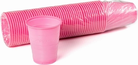 200 Disposable 5 Ounce Plastic Cups for Drinking, Rinse Mouthwash for Dental, Ribbed Design (Pink)