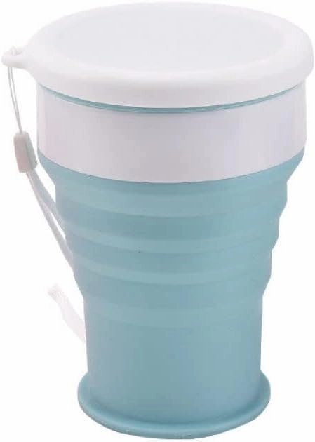 200Ml Silicone Folding Camping Travel Mug Portable Telescopic Coffee Cup Outdoor Water Cup Folding Water Bottle Drinkware,Blue