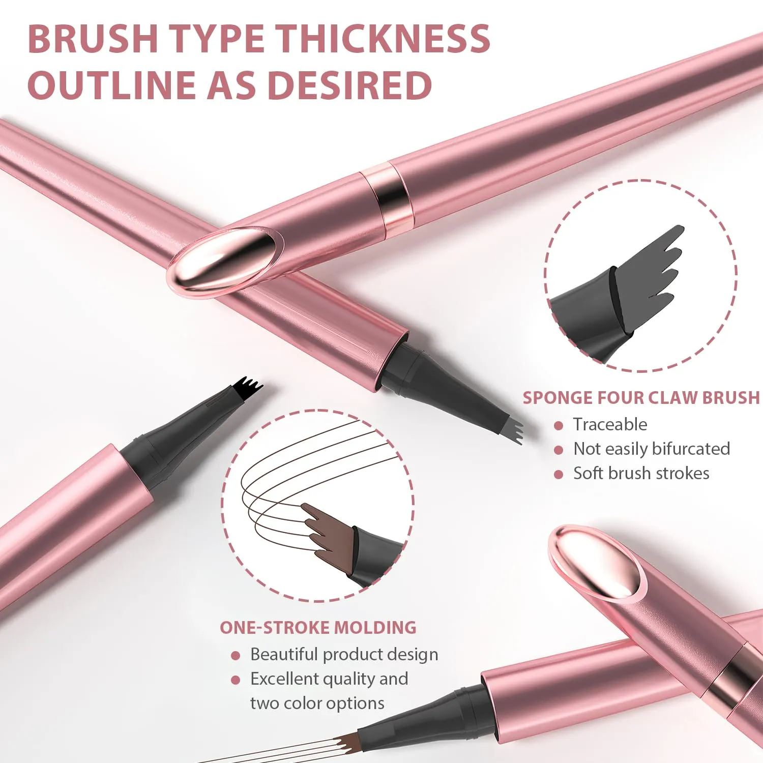 2024 New Magic Eyebrow Pencil, 3D Waterproof Microblading Eyebrow Pencil Contouring Pen, Long-Lasting Natural Fine Stroke Eyebrow Pencil with 4 Micro-Fork Tip for women Makeup (2, Dark Brown)