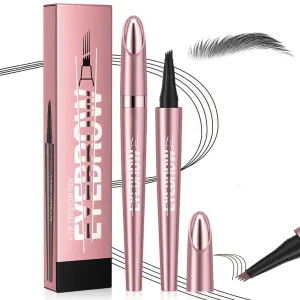 2024 New Microblading Eyebrow Pen, 3D Waterproof Microblading Pencil, Brow Pencil with Micro-fork Tip, Long-lasting Natural Makeup Fine Stroke Magic Eyebrow Pencil (Gray)