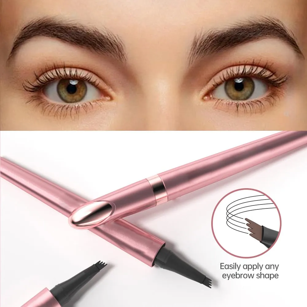 2024 New Microblading Eyebrow Pen, 3D Waterproof Microblading Pencil, Brow Pencil with Micro-fork Tip, Long-lasting Natural Makeup Fine Stroke Magic Eyebrow Pencil (Gray)