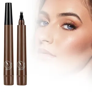 2025 New Magic Eyebrow Pencil, 4-Tip Microblade Brow Pen, Waterproof Microblading Eyebrow Makeup Brow Pen (Dark Brown)