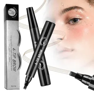 2025 New Microblading Eyebrow Pencil, Upgraded 3D Waterproof 4 Tip Magic Eyebrow Pencil, Natural Gap Filling Eyebrow Makeup Contouring Pen Long-Lasting Fine Stroke Eye Brow Pen (Black)