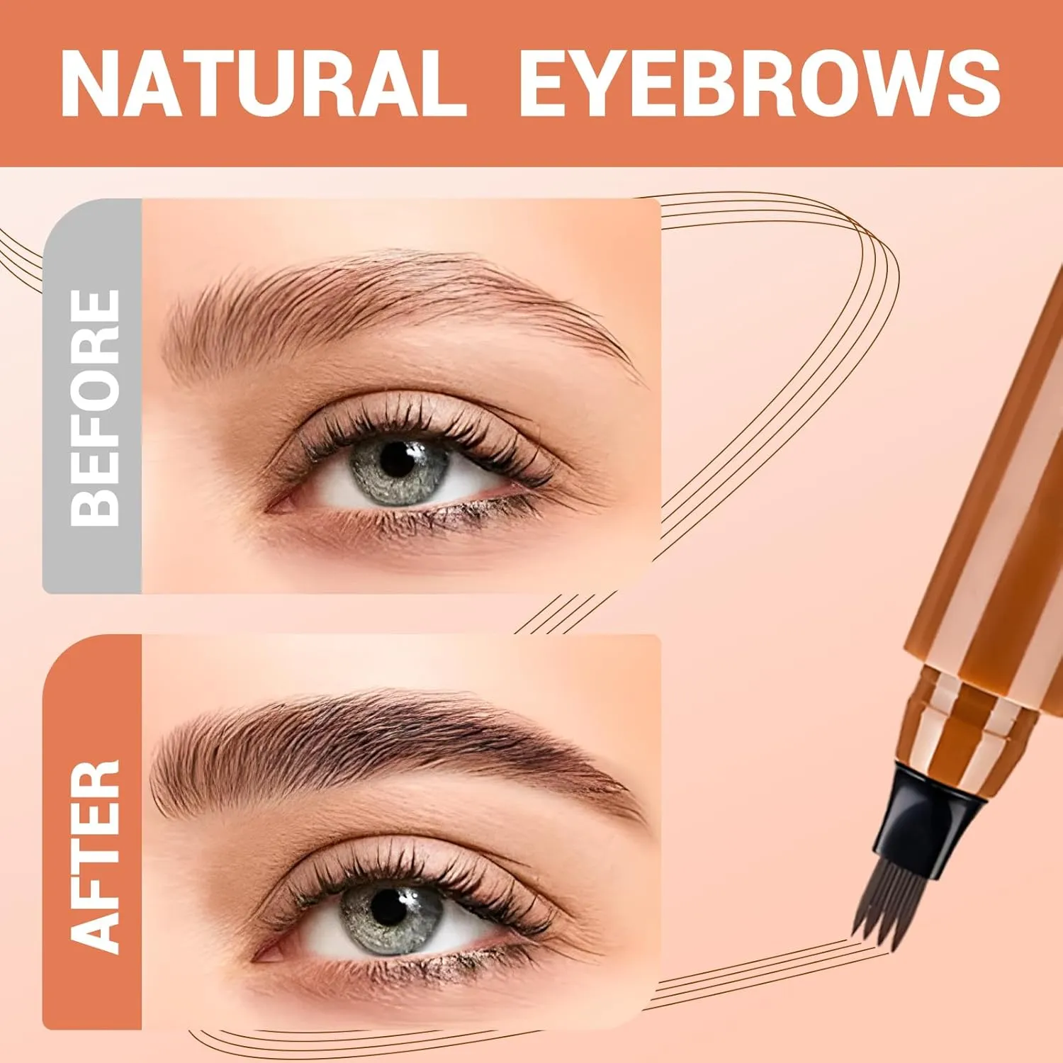 2025 Upgrade Microblading Eyebrow Pencil, 3D Waterproof 4-Tip Magic Eyebrow Pencil, Natural Makeup Long-Lasting Fine Stroke Magic Eyebrow Pen (Color All)