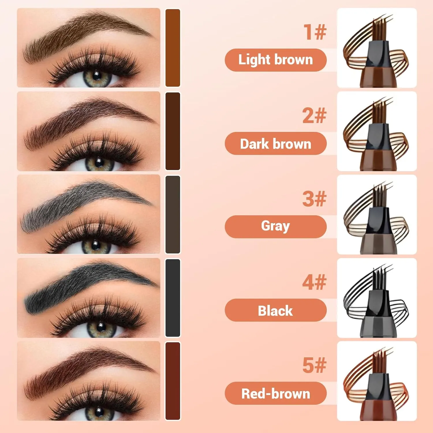 2025 Upgrade Microblading Eyebrow Pencil, 3D Waterproof 4-Tip Magic Eyebrow Pencil, Natural Makeup Long-Lasting Fine Stroke Magic Eyebrow Pen (Color All)