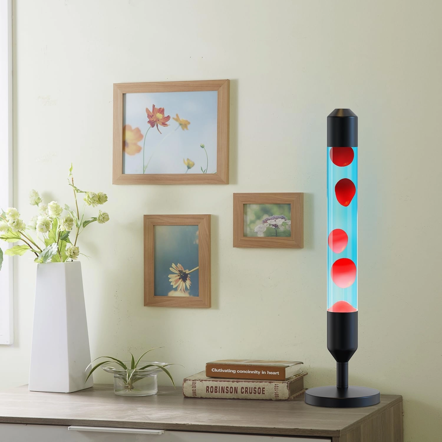 24.4-Inch Relaxing Liquid Motion Lamps,Magma Lamps, Home Decor Living Room Office Bedroom Lamp (Red Wax Blue Water/Black)