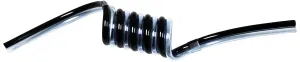 2MPS-06M-40-01 Spiral Bonded Pneumatic Tubing, 6mm, Two Bore, Polyurethane, Black and Clear Blue
