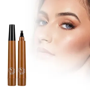 2Pc Microblading Eyebrow Pencil, 2024 Magic Eyebrow Tattoo Pencil 4 Fork Tip, Waterproof Brow Pencil with Micro-Fork Tip, Natural Fine Stroke Eyebrow Pen (Light Brown-2Pcs)