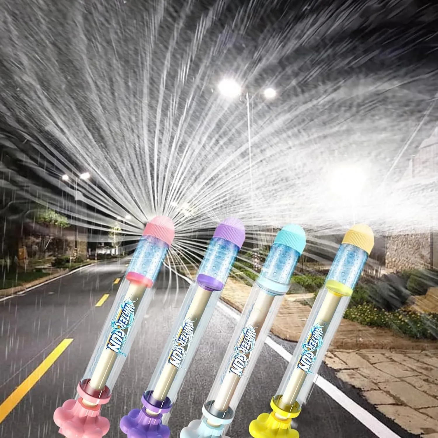 2Pcs Firework Water Gun, Fireworks Water Spray Toy, Romantic Firework Style Water Spray Toy, Beach Pool Water Spray (Purple Pink)