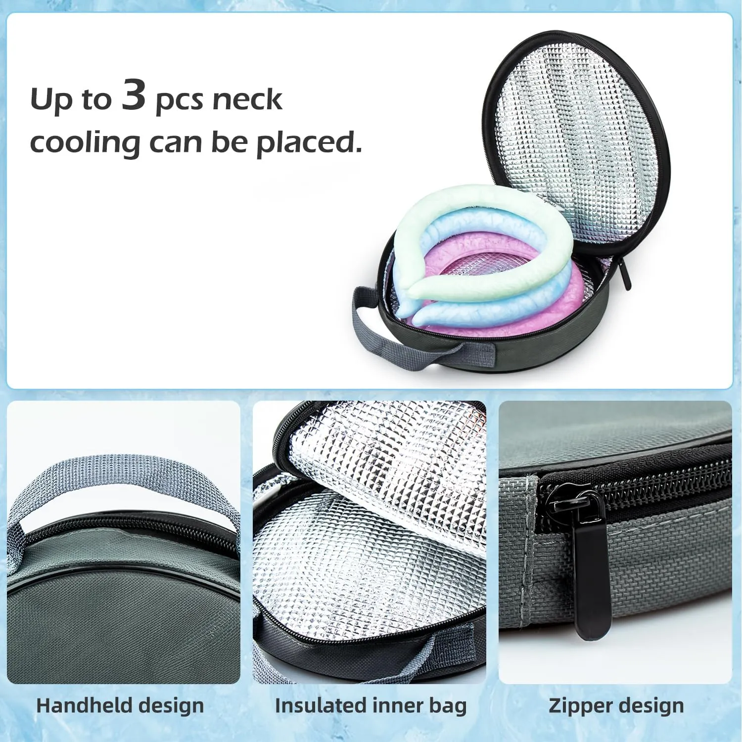 2PCS Neck Cooling Tube with Insulated Bag, Reusable Ice Cooler, Wearable Neck Coolers for Hot Weather (Blue*2)