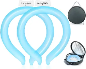 2PCS Neck Cooling Tube with Insulated Bag, Reusable Ice Cooler, Wearable Neck Coolers for Hot Weather (Blue*2)