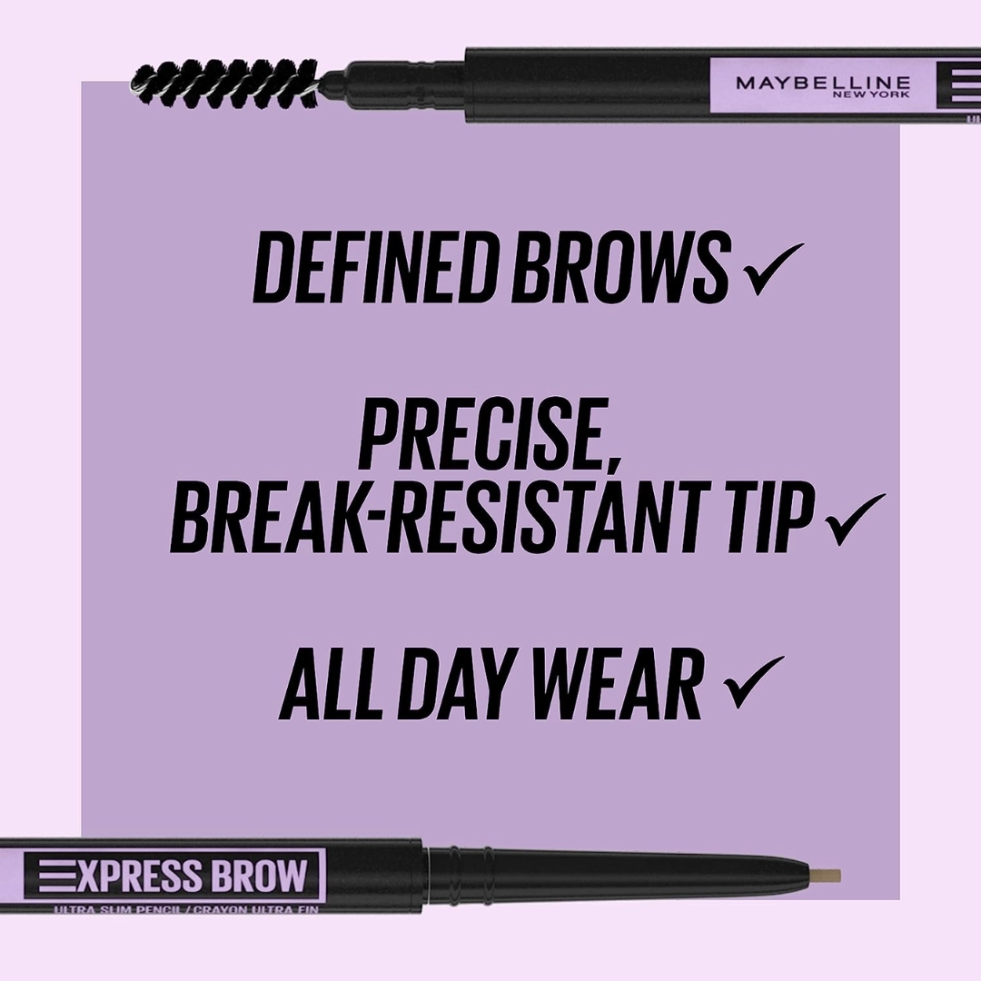 2x Maybelline Express Brow Ultra Slim Eyebrow Pencil Light Blonde (Carded)