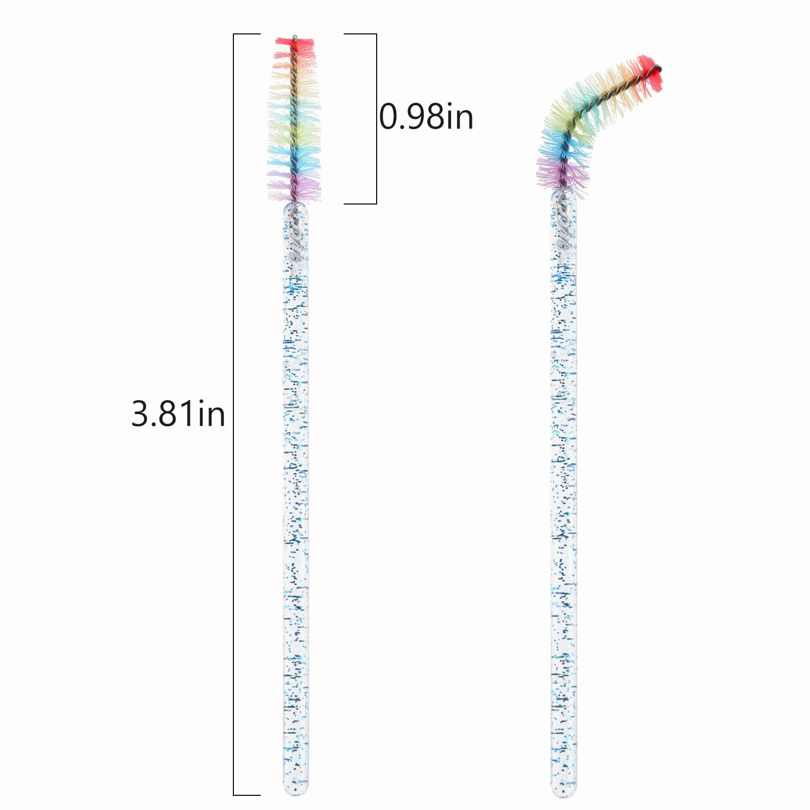 300 PCS Crystal Eyelash Mascara Wands Disposable Lash Brushes for Extensions Spoolie Brush Applicators Makeup Tool Kits (Mixed 3 color)