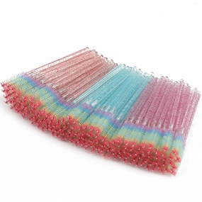 300 PCS Crystal Eyelash Mascara Wands Disposable Lash Brushes for Extensions Spoolie Brush Applicators Makeup Tool Kits (Mixed 3 color)
