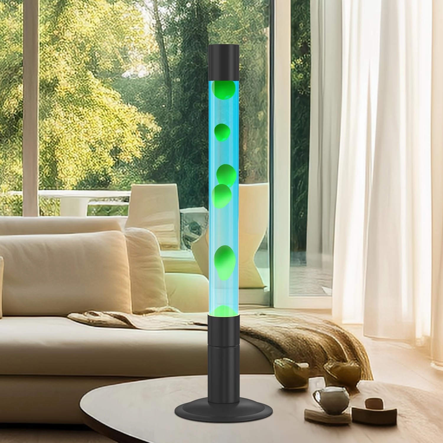 30-Inch Relaxing Liquid Motion Lamps,Magma Lamps, Home Decor Living Room Office Bedroom Lamp for Adults (Blue Water Green Wax)