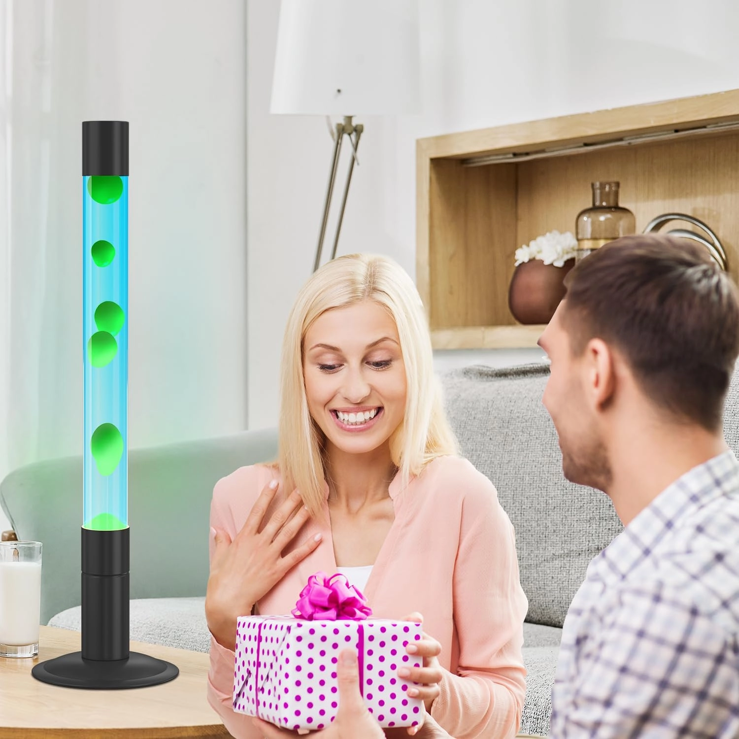 30-Inch Relaxing Liquid Motion Lamps,Magma Lamps, Home Decor Living Room Office Bedroom Lamp for Adults (Blue Water Green Wax)