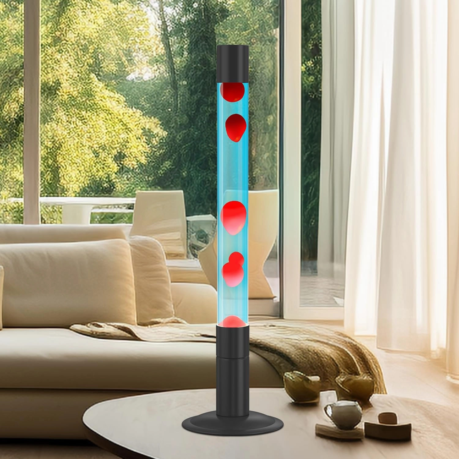 30-Inch Relaxing Liquid Motion Lamps,Magma Lamps, Home Decor Living Room Office Bedroom Lamp for Adults (Blue Water Red Wax)