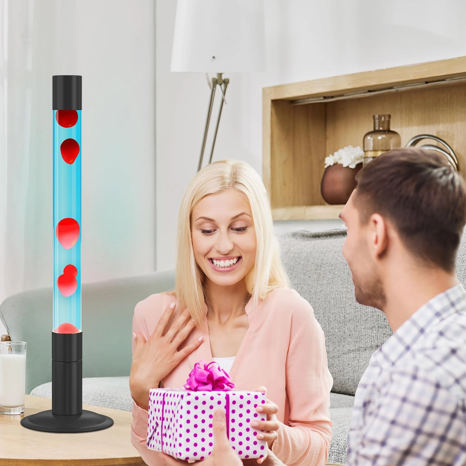 30-Inch Relaxing Liquid Motion Lamps,Magma Lamps, Home Decor Living Room Office Bedroom Lamp for Adults (Blue Water Red Wax)