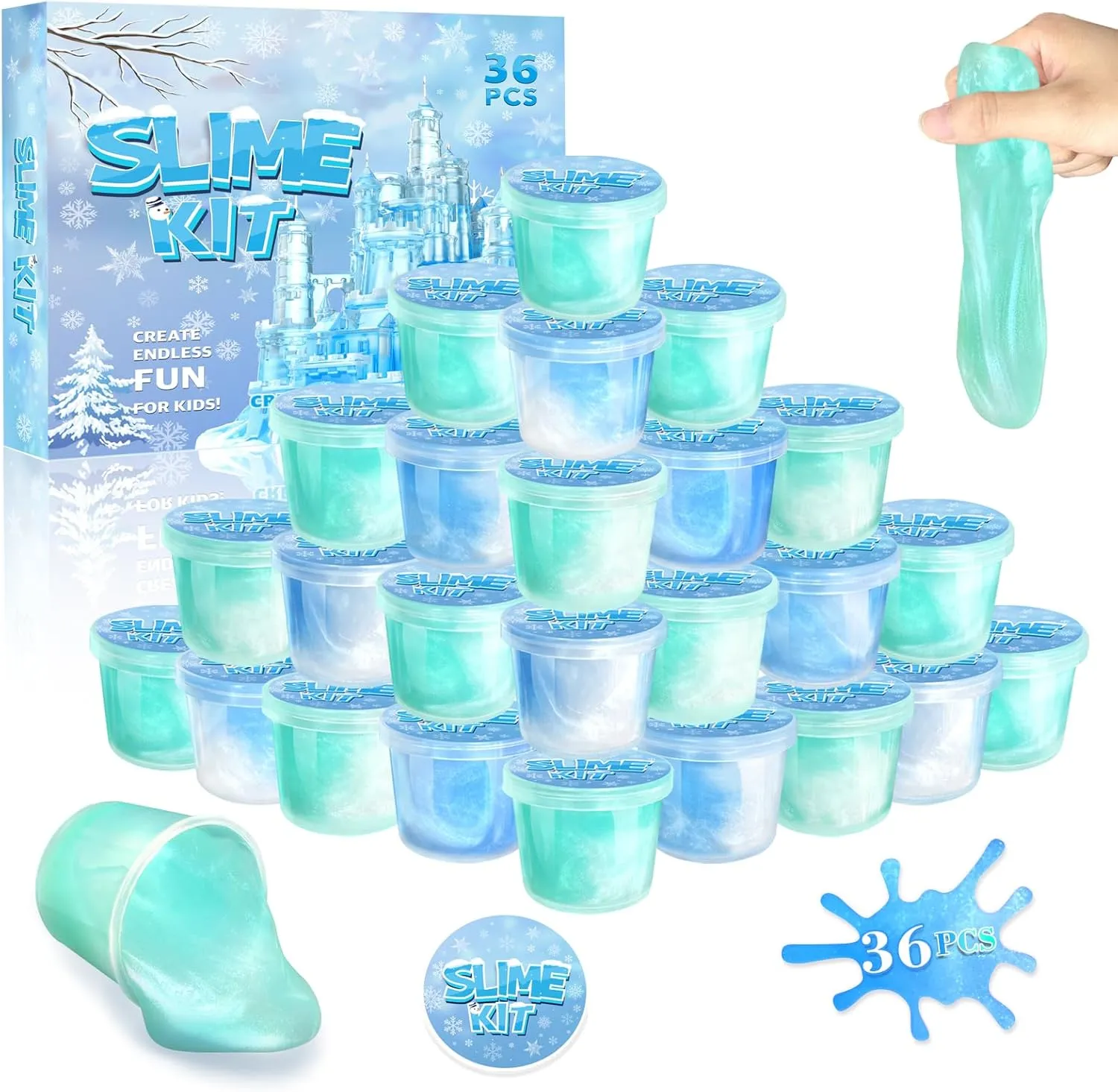 36 Pack Frozen Slime Party Favors for Kids Winter Snowflake Slime Putty Toys Christmas Easter Birthday Goodie Bag Stuffer Classroom Reward for Girls Boys Stretchy Non-Sticky Stress Relief