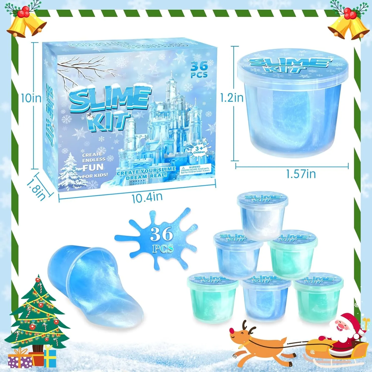36 Pack Frozen Slime Party Favors for Kids Winter Snowflake Slime Putty Toys Christmas Easter Birthday Goodie Bag Stuffer Classroom Reward for Girls Boys Stretchy Non-Sticky Stress Relief