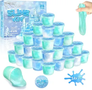 36 Pack Frozen Slime Party Favors for Kids Winter Snowflake Slime Putty Toys Christmas Easter Birthday Goodie Bag Stuffer Classroom Reward for Girls Boys Stretchy Non-Sticky Stress Relief