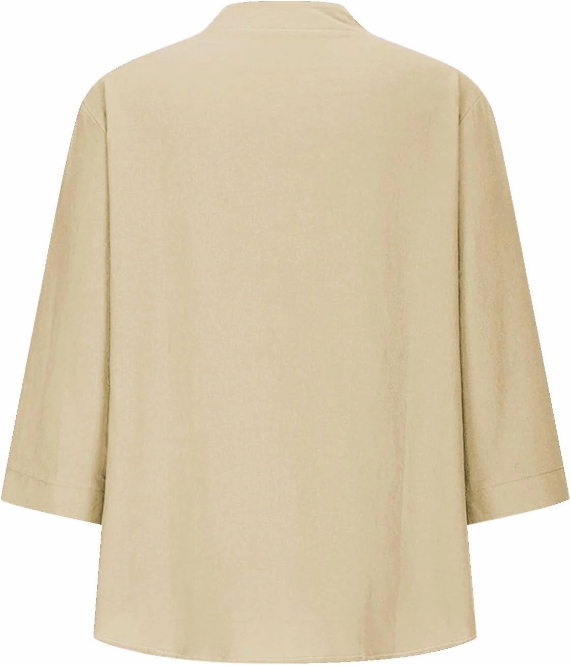 3/4 Sleeve Linen Tops for Women 2025 Button Down V Neck Loose Fit Henley Shirts Cute Solid Summer Beach Tees Shirt