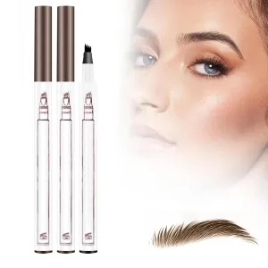 3D Waterproof Microblading Eyebrow Pen, Upgrade Natural Makeup Fine Stroke Eyebrow Pencil, 4 Tipped Eye Brown Makeup Long-Lasting Waterproof Eyebrow Pencils for Women (Light Brown, One Size)