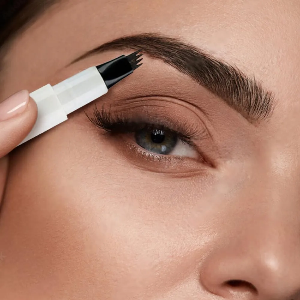 3D Waterproof Microblading Eyebrow Pen, Upgrade Natural Makeup Fine Stroke Eyebrow Pencil, 4 Tipped Eye Brown Makeup Long-Lasting Waterproof Eyebrow Pencils for Women (Light Brown, One Size)