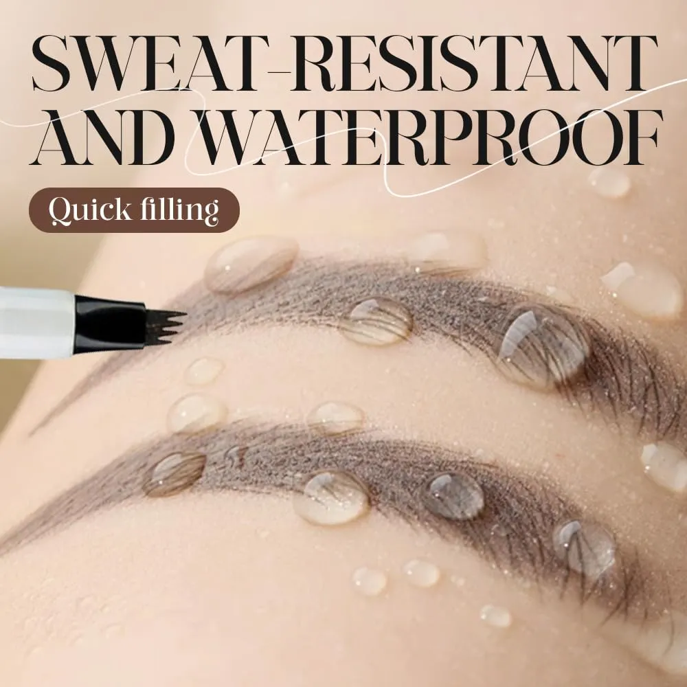 3D Waterproof Microblading Eyebrow Pen, Upgrade Natural Makeup Fine Stroke Eyebrow Pencil, 4 Tipped Eye Brown Makeup Long-Lasting Waterproof Eyebrow Pencils for Women (Light Brown, One Size)