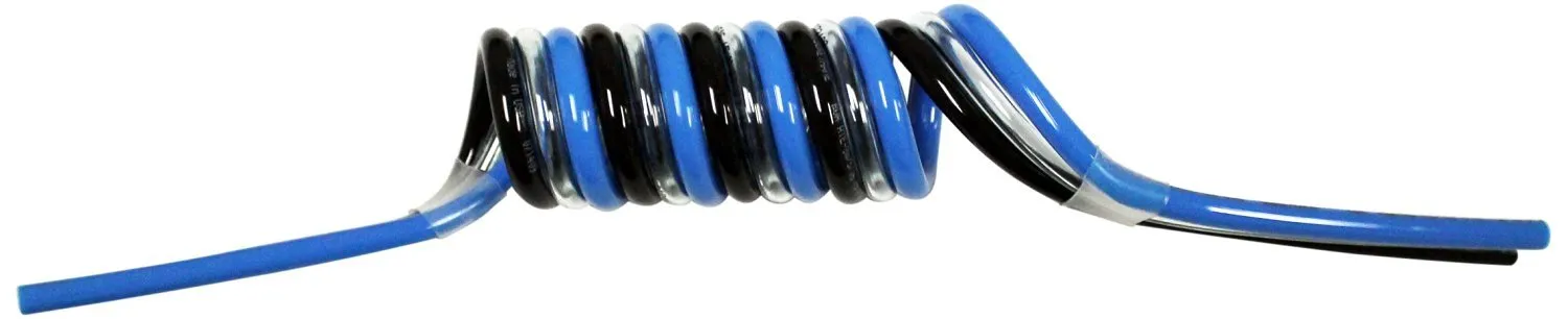 3MPS-06M-30 Spiral Bonded Pneumatic Tubing, 6 mm OD, 4 mm ID, 2.74 m Working Length, Three Bore, Clear, Blue, and Black
