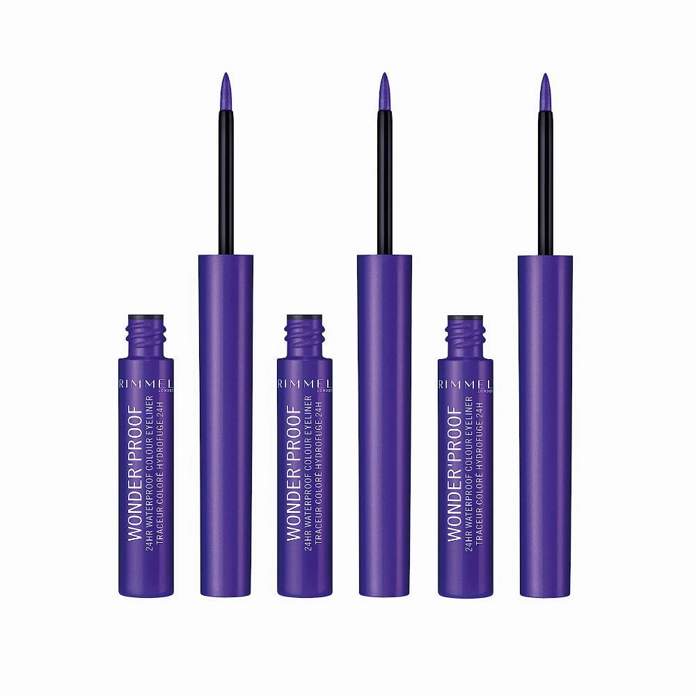 3x Rimmel Wonder Proof 24Hr Waterproof Colour Eyeliner 1.4mL 004 Deep Purple
