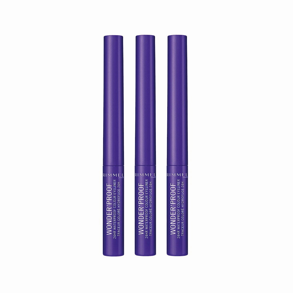 3x Rimmel Wonder Proof 24Hr Waterproof Colour Eyeliner 1.4mL 004 Deep Purple