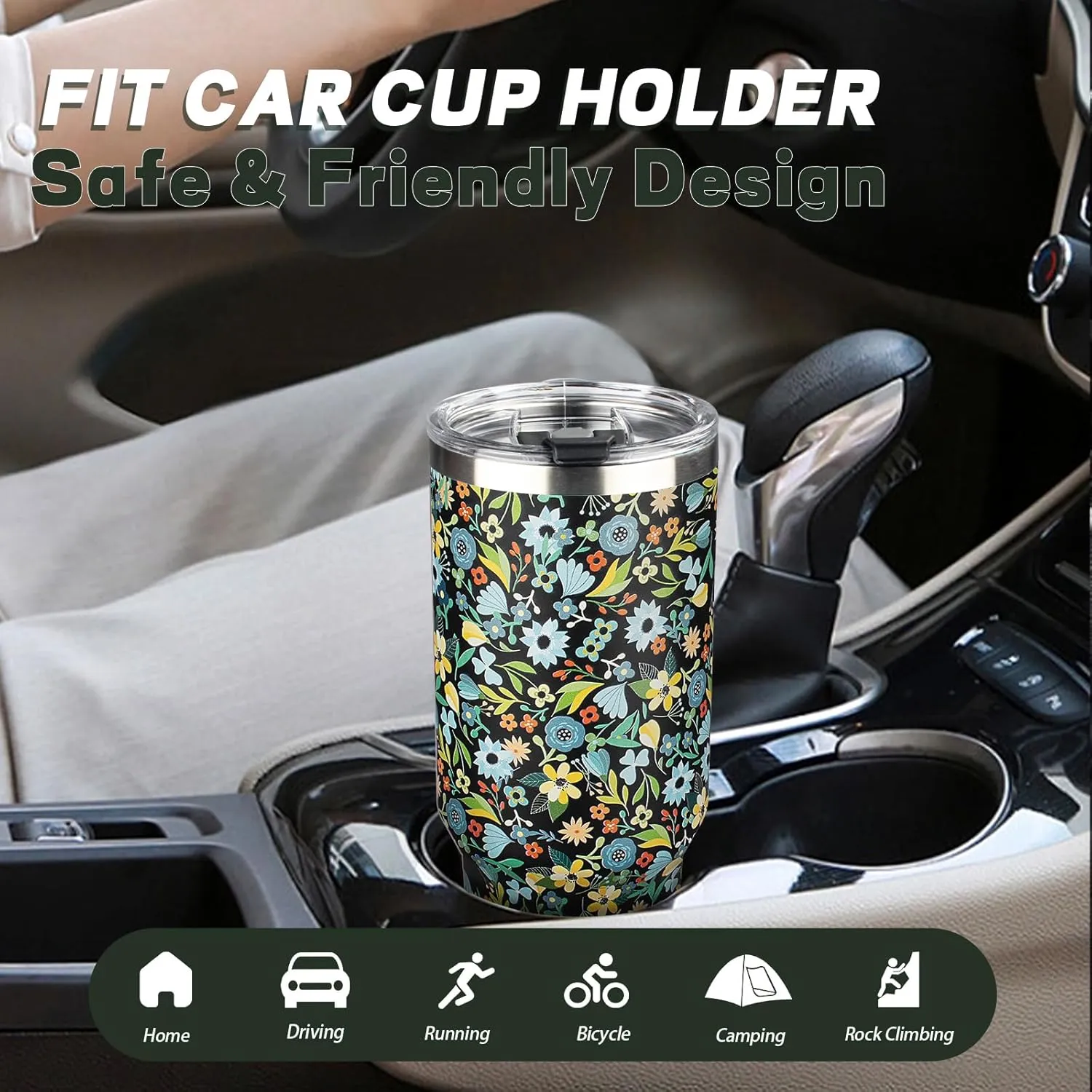 40 oz Tumbler with Lids and Straws, Stainless Steel Insulated Coffee Tumbler, Double Wall Vacuum Insulated Travel Mug Cup, Leakproof Thermal Coffee Cup for Hot and Cold Drinks (Blue Flower)