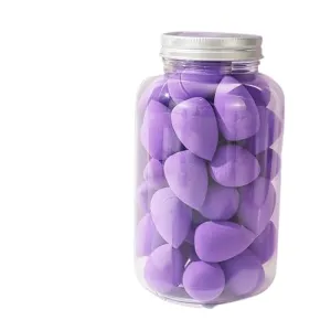 40pcs Mini Makeup Sponges with Storage Tank, Non-Latex Beauty Blenders for Liquid, Cream, and Powder, Wet/Dry Dual-Use (Purple)