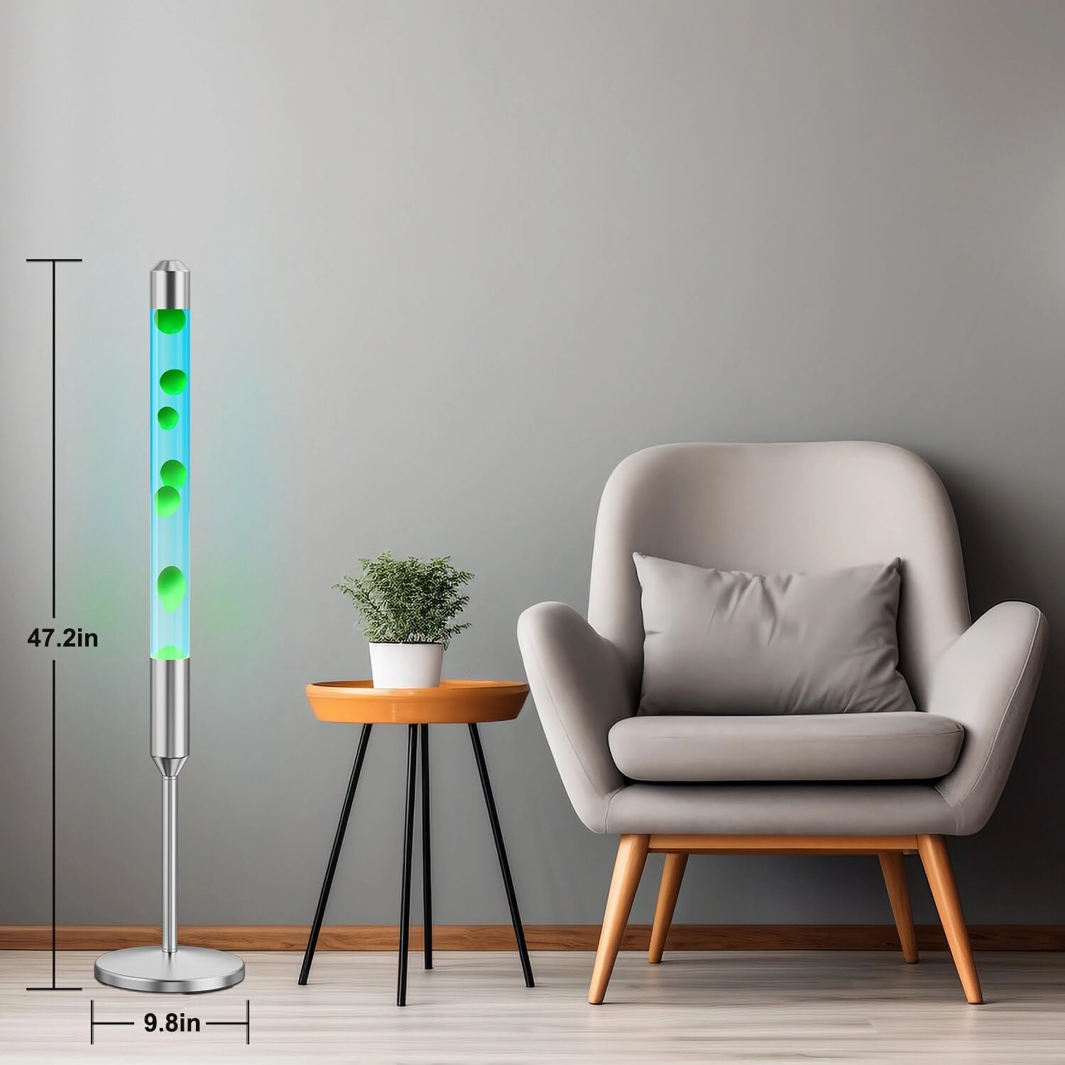 47.5-Inch Liquid Motion Lamp,Magma Lamp, Mood Relaxation Light，Suitable for Home Decoration,Office Decoration, Cafes,Bars,Etc (Blue Water Green Wax, 47.5 inches)