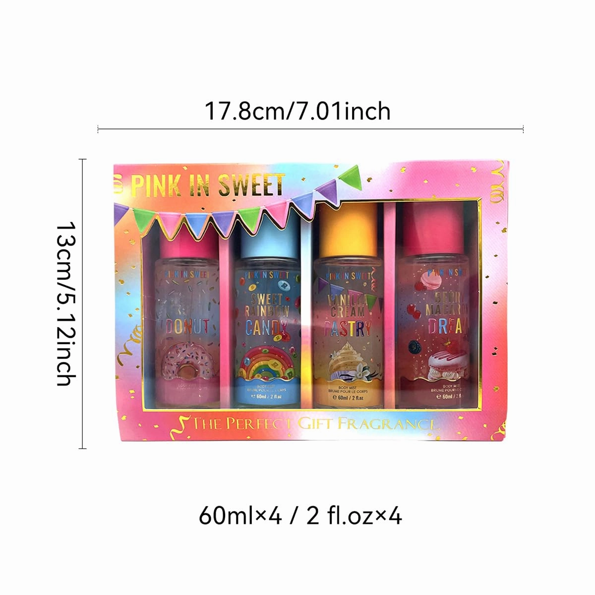 4pcs Body Spray for Women - Women'S Body And Hair Spray 60ml/2.1Fl.Oz Each Piece - Sweet Fragrance Spray Gift Sets, Long-Lasting Fresh Scent