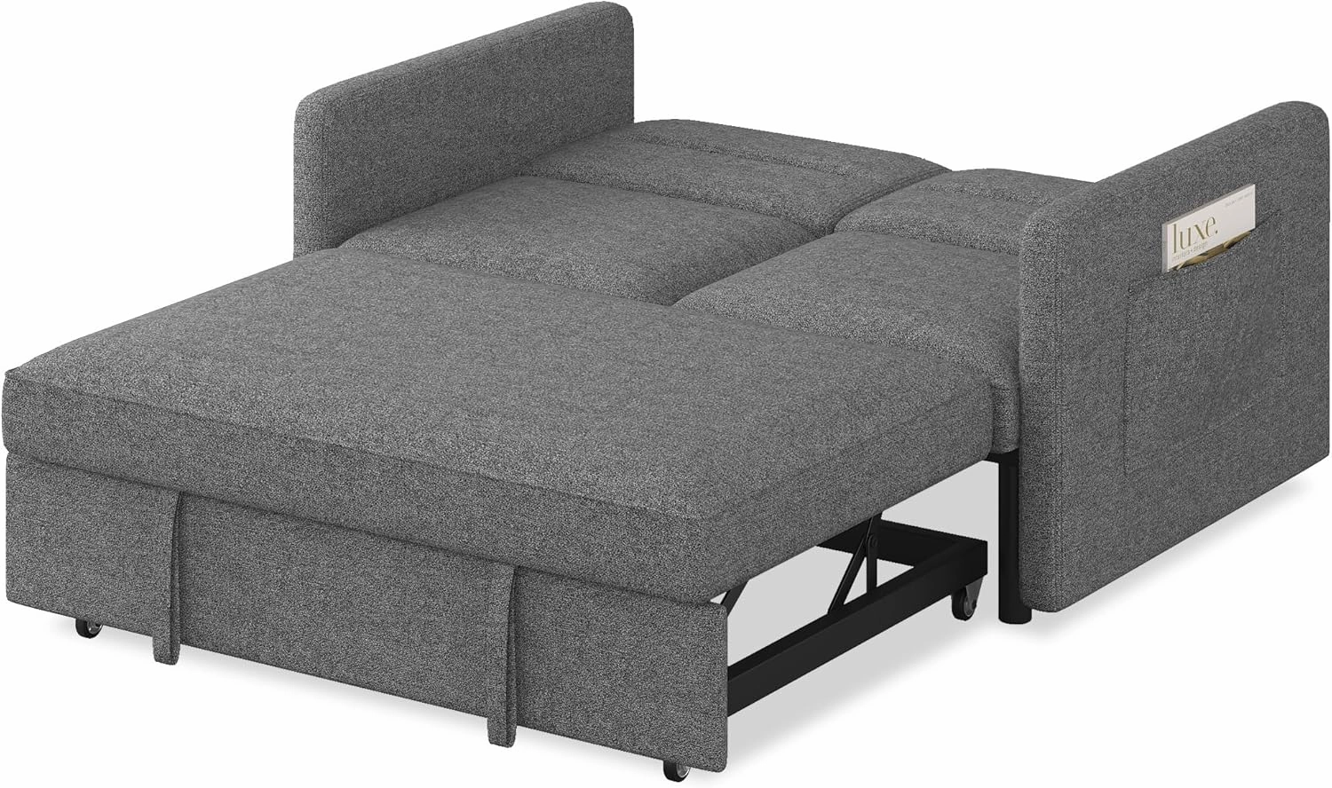 54.5" Convertible Sofa Bed, 3-in-1 Sleeper Sofa with Pull-Out Bed, Futon Couches with Storage Side Pocket, Loveseat with Adjustable Backrest for Small Space Apartment, Dark Grey