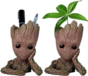 6'' Baby Groot Flowerpot Succulent Planter Pot Pen Holder Cute Desk Decor Garden Home Gift for Friends Kids Indoor Plants